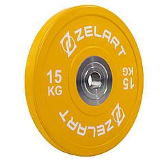 Диск бамперний для кросфіту резиновий 15 кг d-52мм Zelart-7798-15 Гантелі, гирі, штанги і диски