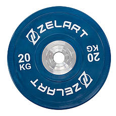 Диск бамперний для кросфіту резиновий 20 кг d-52мм Zelart-7798-20, фото 3