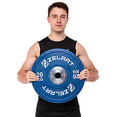 Диск бамперний для кросфіту резиновий 20 кг d-52мм Zelart-7798-20, фото 5