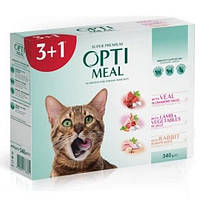 Optimeal влажный корм набор №3 для взрослых кошек (3+1) 85 г