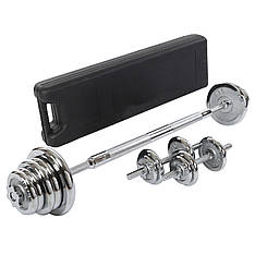 Набір гантелей зі штангою 3в1 у пластиковому кейсі 30 кг Zelart 9639