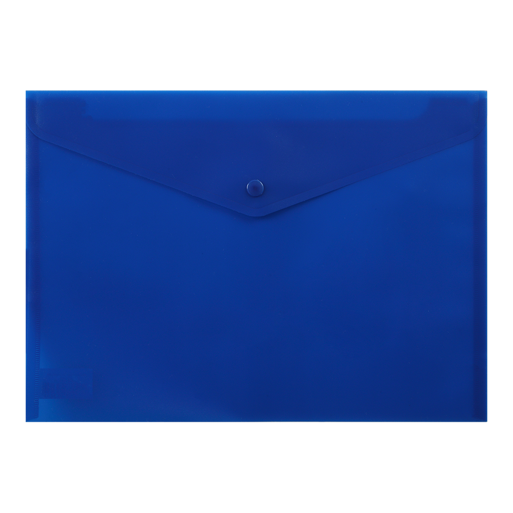 Папка-конверт, на кнопці, А4, матовий пластик, синя