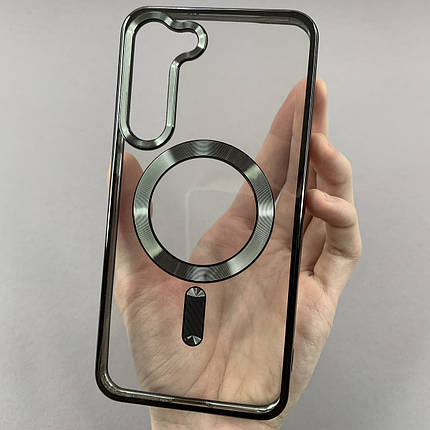 Чохол для Samsung Galaxy S23 Plus прозорий чохол з магсейфом на телефон самсунг с23 плюс чорний h3b, фото 1