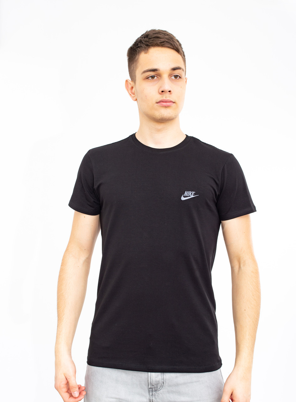 Чоловіча футболка Nike (вишивка) чорний+сірий