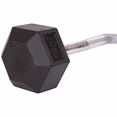 Штанга фіксована вигнута погумована Zelart 6231-20 довжина 95 см 20 кг, фото 5
