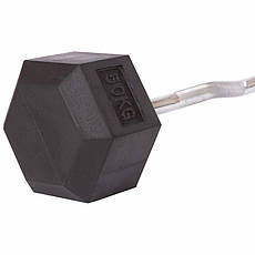 Штанга фіксована вигнута погумована Zelart 6231-50 довжина 95 см 50 кг, фото 5