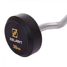 Штанга фіксована вигнута прогумована Zelart 2687-20 довжина 95 см 20 кг, фото 4
