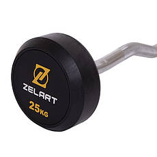 Штанга фіксована вигнута прогумована Zelart 2687-25 довжина 95 см 25 кг, фото 4