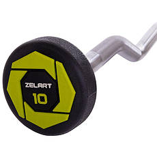 Штанга фіксована вигнута поліуретанова Zelart 2690-10 довжина 102 см 10 кг, фото 4