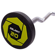 Штанга фіксована вигнута поліуретанова Zelart 2690-20 довжина 104 см 20 кг, фото 5