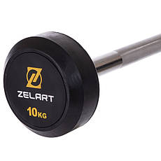 Штанга фіксована пряма гумова Zelart 2685-10 довжина 95 см 10 кг, фото 4