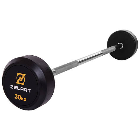 Штанга фіксована пряма гумова Zelart 2685-30 довжина 95 см 30 кг, фото 1