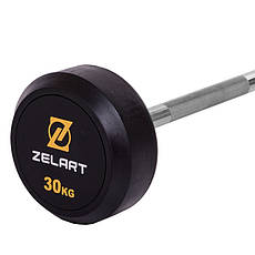 Штанга фіксована пряма гумова Zelart 2685-30 довжина 95 см 30 кг, фото 4