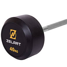 Штанга фіксована пряма гумова Zelart 2685-40 довжина 95 см 40 кг, фото 4