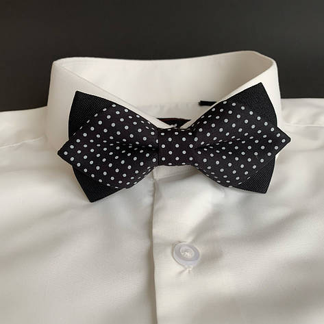 Краватка-метелик I&M Craft діамант, чорний у білий горошок (100135N), фото 2