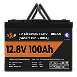Акумулятор LP LiFePO4 12V (12,8V) - 100 Ah (1280Wh) (Smart BMS 100А) з BT пластик для ДБЖ, фото 2