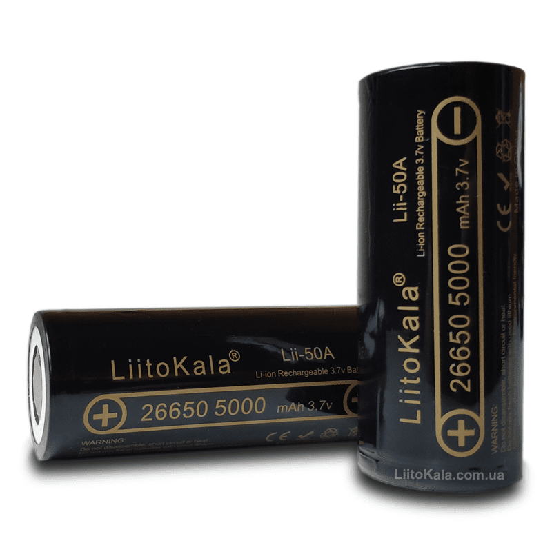 Акумулятор літій-іонний 26650 LitoKala Lii-50A  5000mAh, 3.7V (без захисту),