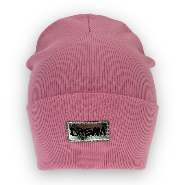 Одинарная трикотажная шапка с отворотом для девочки