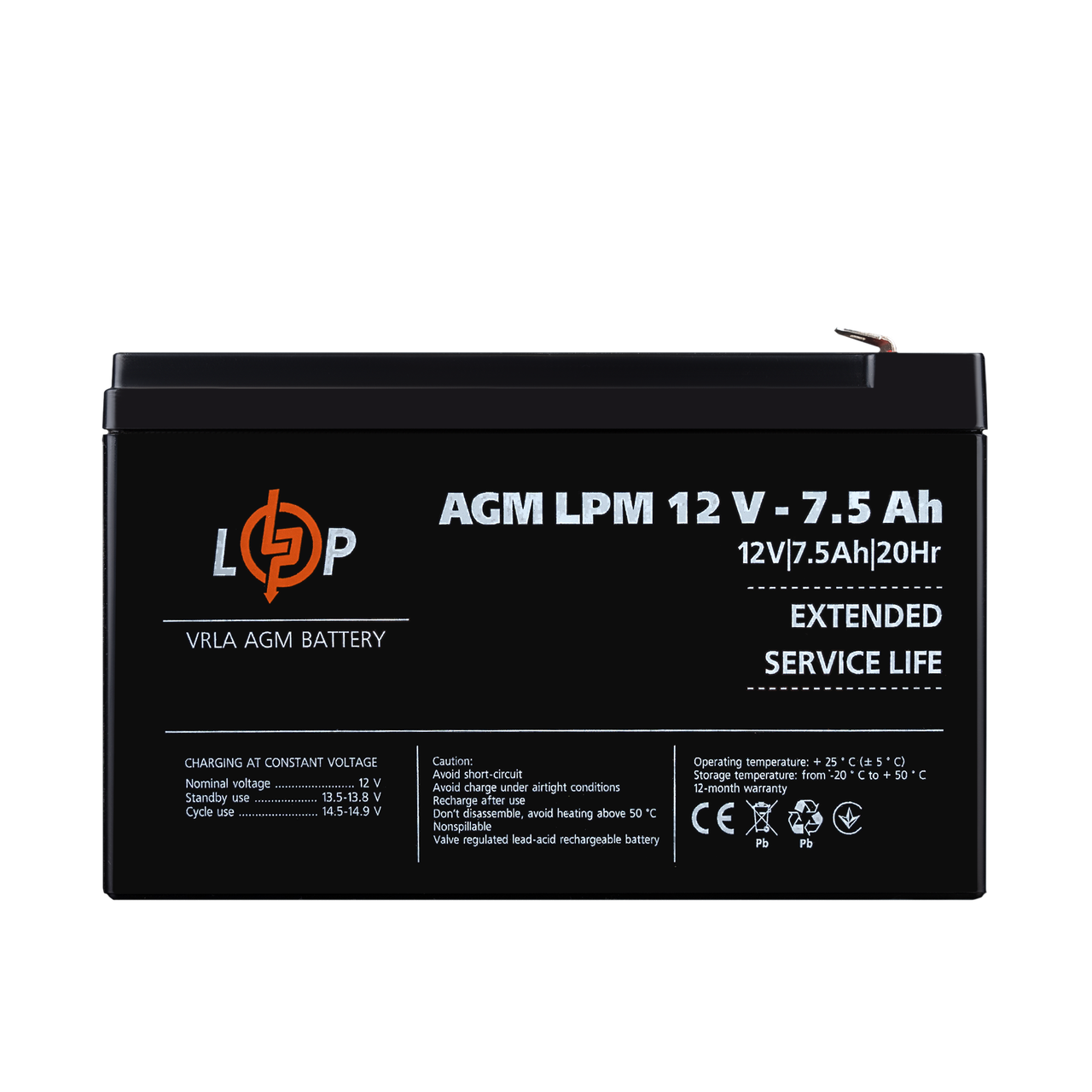 Акумулятор AGM LPM 12V - 7.5 Ah