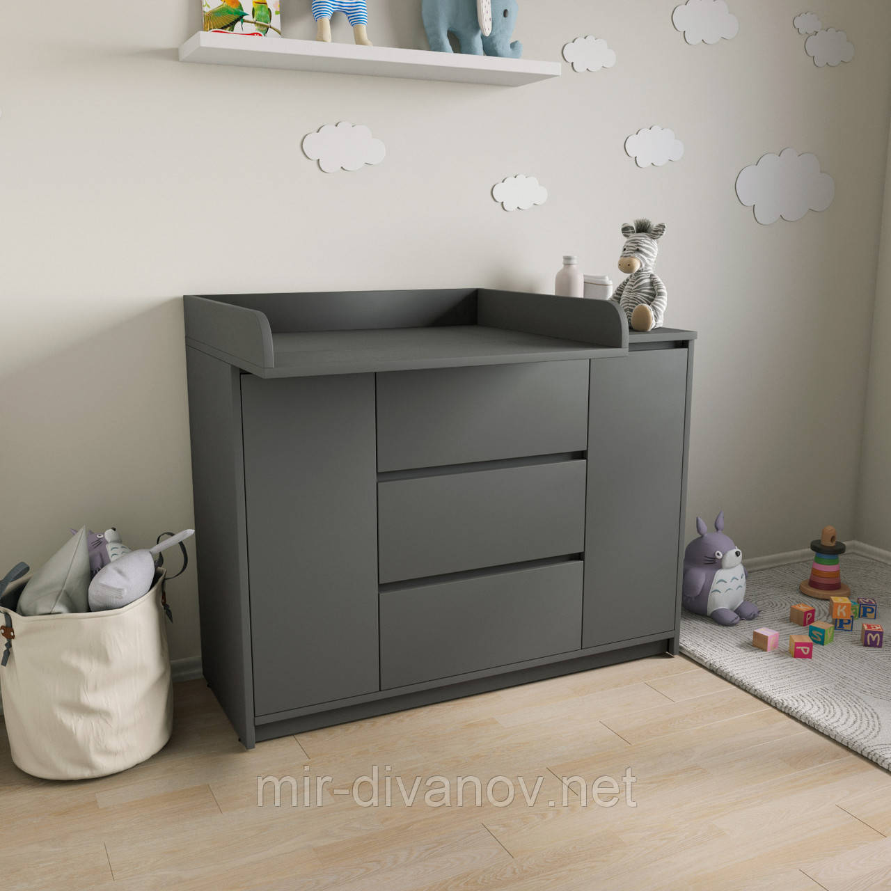 Комод пеленальний Ф3+2Д Антрацит, фото 1