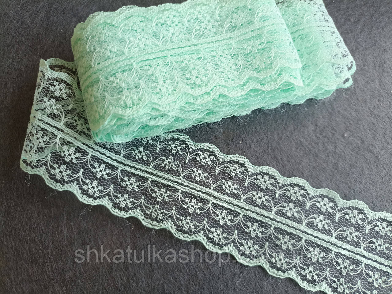 Мереживо на сітці Алюр 4.6см м'ята, фото 1