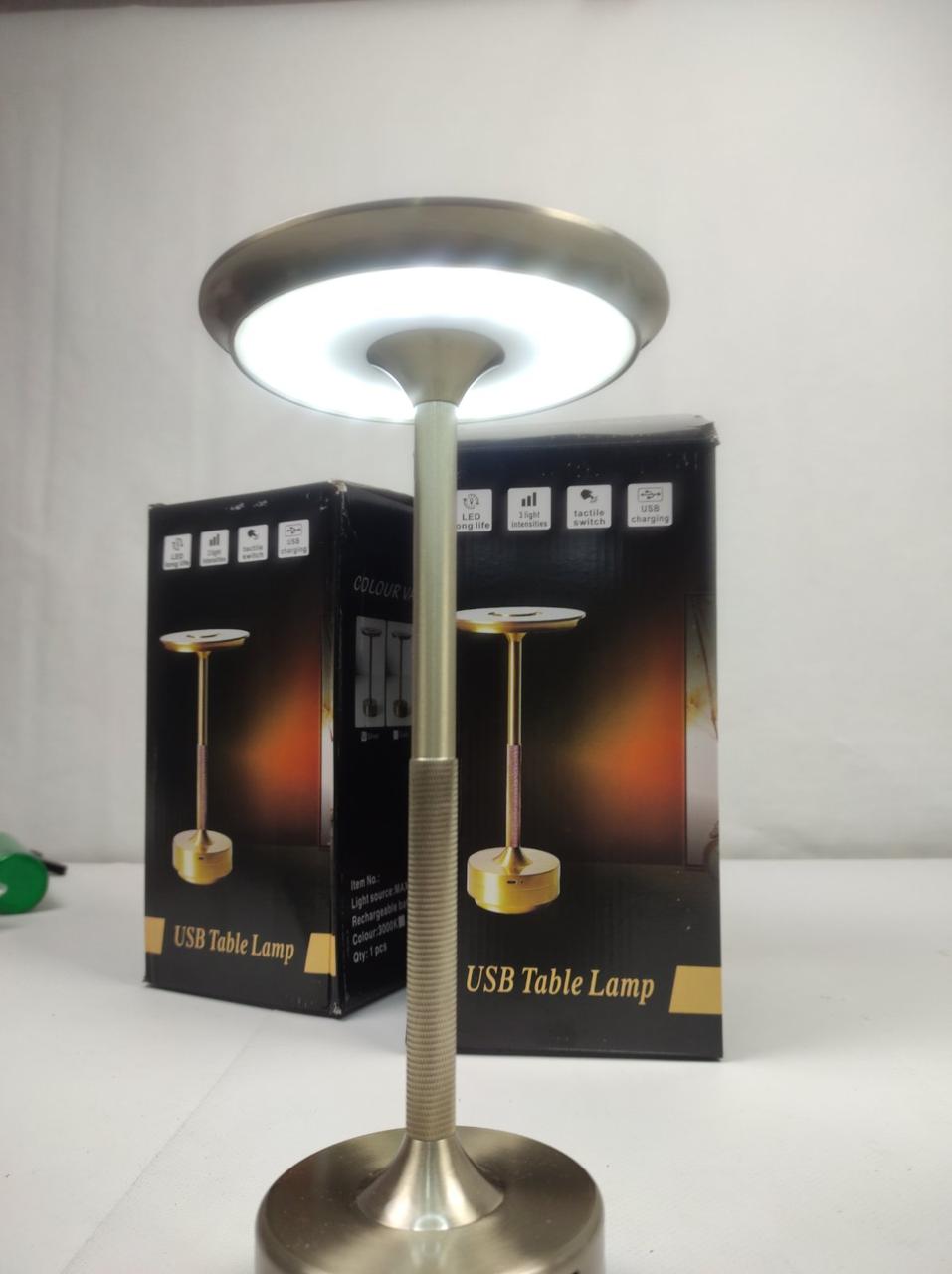 Настільна лампа USB акумуляторна, інтер'єрний ліхтарик металевий, лампа настільна LED 4 режими сенсорний