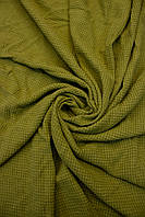 Ткань льняная вафельная пледовая цв.1-1271 зеленый 295г/м2