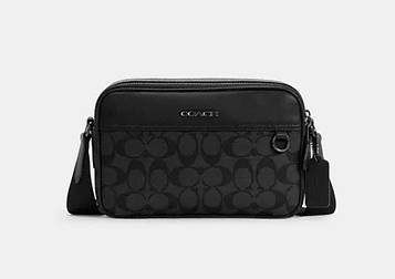 Чоловіча сумка Coach Graham Crossbody In Signature Canvas (чорна) ОРИГІНАЛ