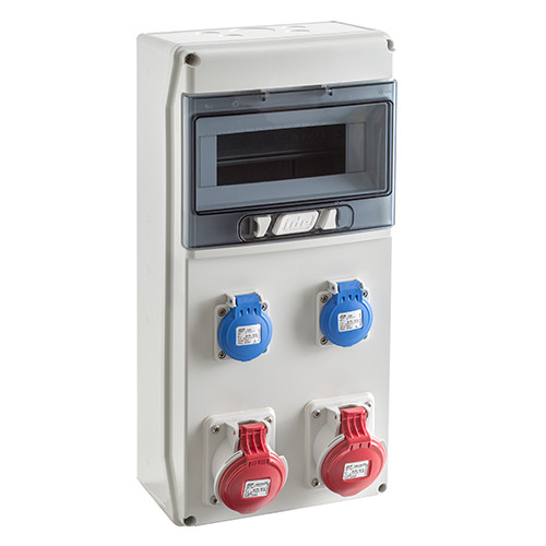 Щит з розетками 2x16A 4P, 2xSchuko, IDE CSN9PT/RR на 9 модулів IP44 SV9301, фото 1