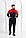 Спортивний костюм чорний з червоним весна без капюшона, чоловічий спортивний костюм весна літо осінь, фото 3