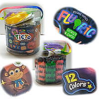 Тесто для лепки Danko Toys "FLUORIC" Neon colors / 12 цветов неоновых / TMD-FL-12-01U