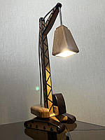 Настольная лампа деревянная "Кран поворотный с абажуром"