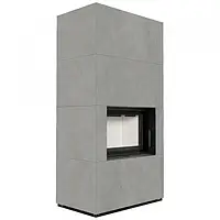 Камин Kratki FLOKI BOX 8 kW Ø 160 в корпусе с керамогранита CEMENTO GRIGIO BOCCIARDATA