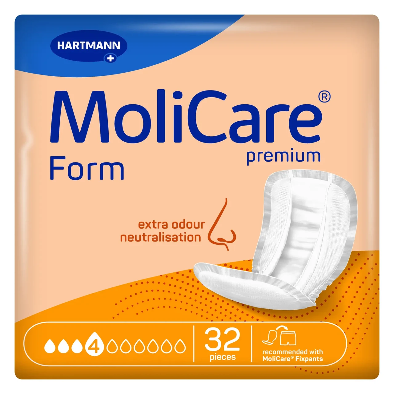 Прокладки при нетриманні мочі та калу анатомічної форми MoliCare Premium Form 4 краплі 32 шт