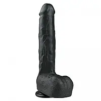 Фалоїмітатор Гігант 29.5 см*5,2 з мошокою на присоску EASYTOYS REALISTIC DILDO BLACK