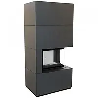 Камин Kratki FLOKI BOX правый 8 kW Ø 160  в корпусе INDIAN BLACK