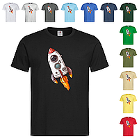 Черная мужская/унисекс футболка Ракета в космос принт (22-27)