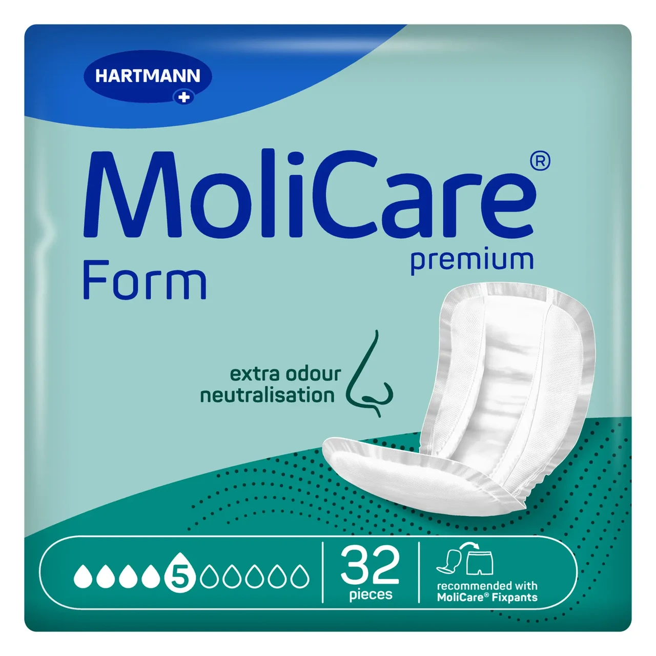 Прокладки при нетриманні мочі та калу анатомічної форми MoliCare Premium Form 5 крапель 32 шт