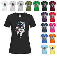 Черная женская футболка С печатью астронавт (22-28)