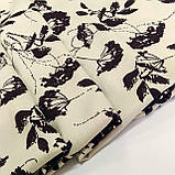 Відріз 1,3м штапель твіл принт коричневі квіти на молочному фоні, фото 8