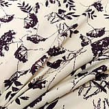 Відріз 1,3м штапель твіл принт коричневі квіти на молочному фоні, фото 7