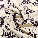 Відріз 1,3м штапель твіл принт коричневі квіти на молочному фоні, фото 6