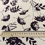 Відріз 1,3м штапель твіл принт коричневі квіти на молочному фоні, фото 3