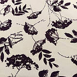 Відріз 1,3м штапель твіл принт коричневі квіти на молочному фоні, фото 2