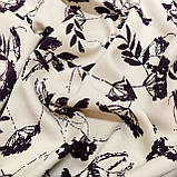 Відріз 1,3м штапель твіл принт коричневі квіти на молочному фоні, фото 5