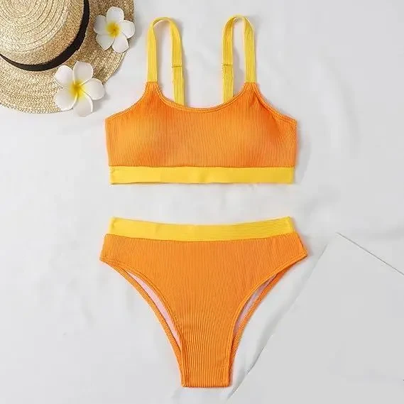 Купальник роздільний ліф топом із вкладишем, плавки із завищеною посадкою, фото 1