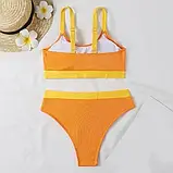 Купальник роздільний ліф топом із вкладишем, плавки із завищеною посадкою, фото 2