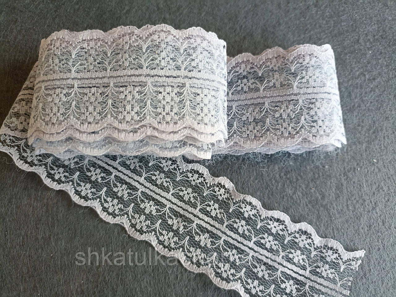 Мереживо на сітці Алюр 4.5см сірий, фото 1