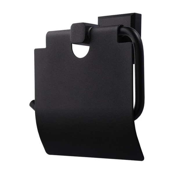 Тримач туалетного паперу TOPAZ TКВ 9926-BL чорний матовий, з кришкою, латунь, фото 1