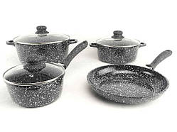 Набір посуду мармурове покриття black 7пр. 1503 ТМ А-ПЛЮС Solmir